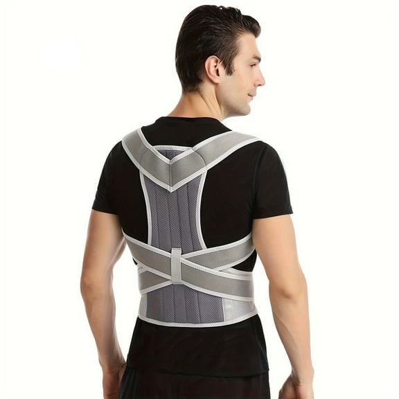Teeuard Adjustable Posture Corrector for Men&Women-Lumbar, Pain Relief Back Brace-Grey-X Large