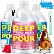 Teexpert Epoxy Resin Deep Pour, 1.5 Gallon Epoxy Resin Kit for 2-4" Pour Depths, Crystal Clear & High Gloss, Bubble-Free Casting Resin for River Tables, Flower Preservation and Mold Crafts - 2:1 Mix