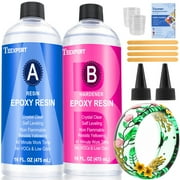 Teexpert Epoxy Resin Kit, 64oz (32oz Resin and 32oz Hardener) High-Performance Resin Epoxy, Self-Leveling, Crystal Clear and Ultra-Glossy, Perfect for Table Tops, Crafts