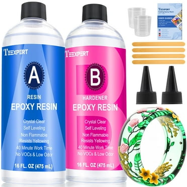Teexpert Epoxy Resin and Hardener Amazing Clear Crystal Casting Resin Kit 32oz