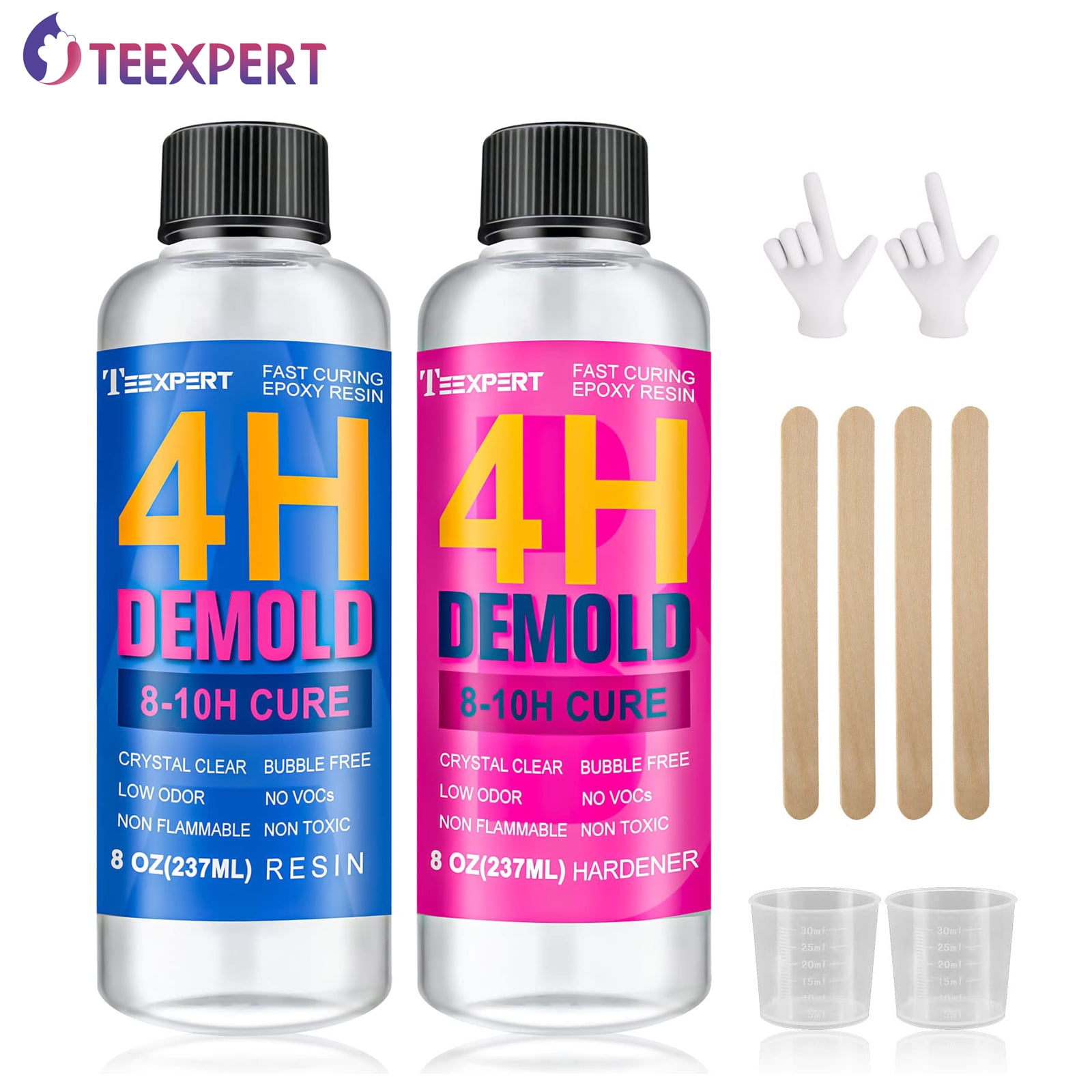  Fast Curing Epoxy Resin, 64OZ-4 Hours Demold Upgrade  Formula, Fast Curing And Bubble Free Epoxy Resin, Crystal Clear Epoxy Resin  Kit Self Leveling And Easy Mix For Art, Craft, Jewelry