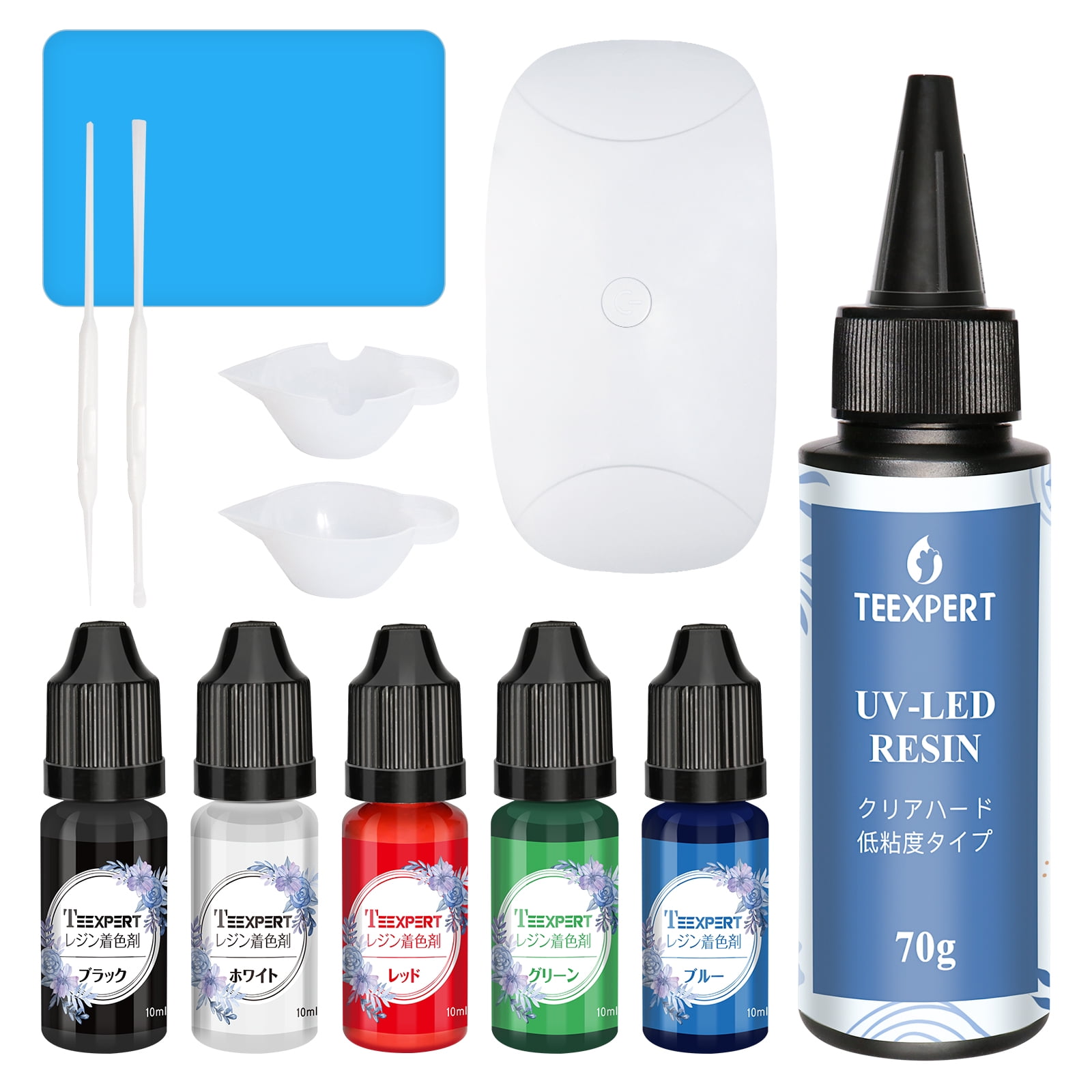 Teexpert UV Resin with Light For Beginners, Crystal Clear Resin Kit with UV  Lamp + Resin Pigment Colorants Accessories, Epoxy Resin Glue For  Jewelry/Rings Making 