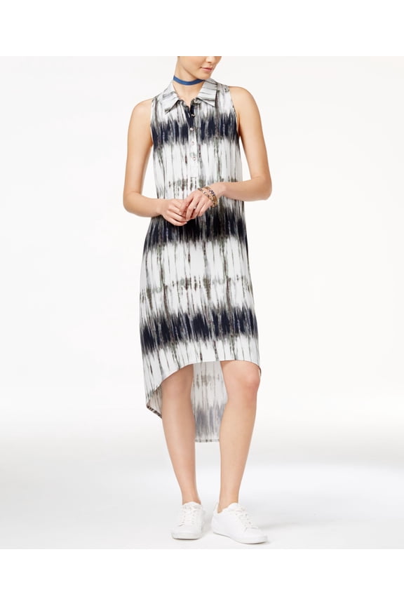 Juniors High Low Shirtdress Navy Multi 1