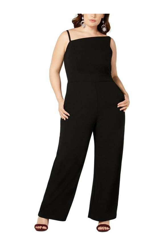 Womens Juniors One Shoulder Wide Leg Jumpsuit