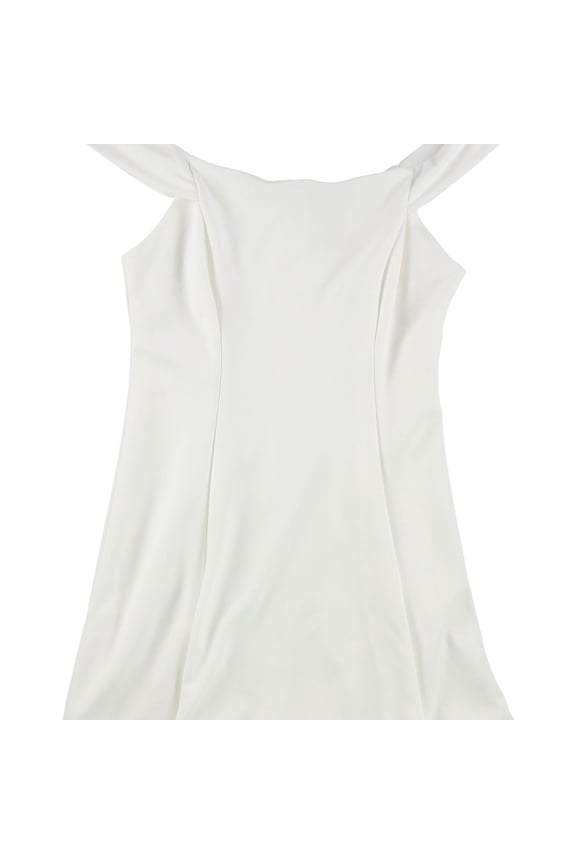 Womens Off Shoulder Fit & Flare A-line Dress, White, Juniors, 15/16
