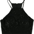 thumbnail image 1 of Teeze Me Womens Sequins Halter Top Shirt, Black, 5, 1 of 1
