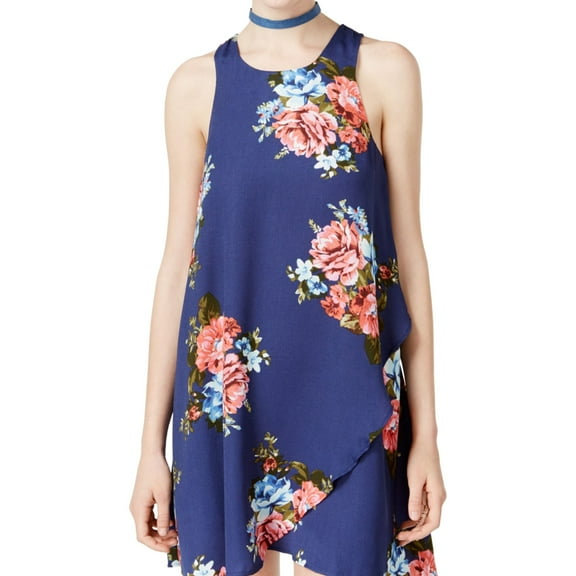 Teeze Me Womens Tulip Shift Dress, Blue, Juniors, Large