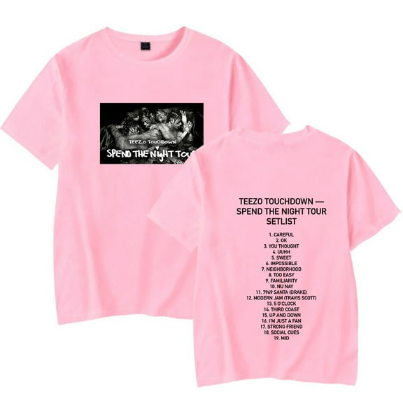 Teezo Touchdown Merch for the Spend the Night Tour setlist T-shirts Unisex Trend Casual Short Sleeve Top