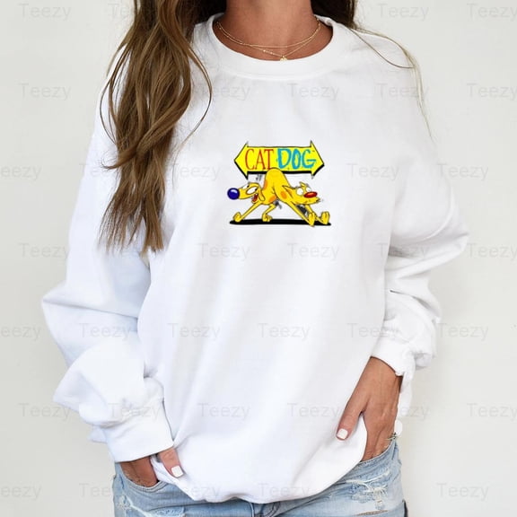 Teezy83 Vintage CatDog Cartoon Characters Graphic, Retro 90s Nickelodeon Nostalgia SweatShirt, for Unisex, up to size 5XL.