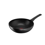 Tefal Titanium Stone Non-Stick Wok 28 cm, Metal Spatula Safe, Black
