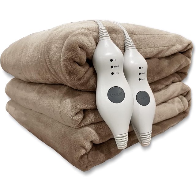 Tefici Electric Heated Blanket Queen Size, Dual Control Super Cozy Soft