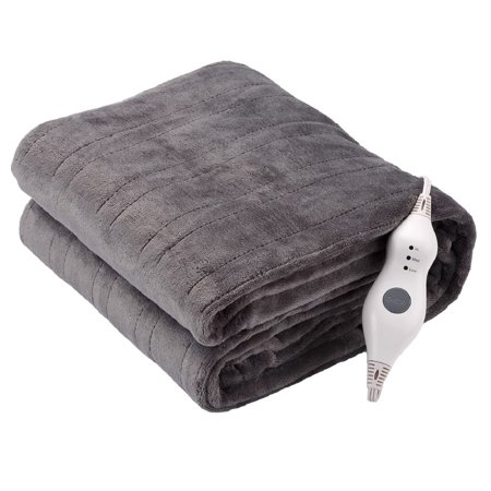 Tefici Electric Heated Blanket Throw, Super Cozy Soft Flannel 50" x 60" Heated Throw with 3 Fast Heating Levels & 4 Hours Auto Off, Machine Washable, ETL&FCC Certification, Home Office Use, Grey
