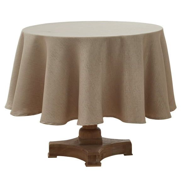Teflon Addison 100% Microfiber Spill Proof and Wrinkle Resistant Tablecloth, 70 inch Diameter, Tan