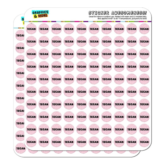Tegan - Name 1/2" (0.5") Planner Calendar Scrapbooking Crafting Stickers - Pink Speckles