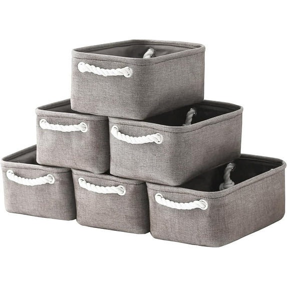 TESPERT 6-Pack Bulk Storage Bins - Heavy Duty EVA Foldable Organizer Baskets with Handles for Pantry, Pet Supplies, Blankets (11.8x7.9x5.1") - Sturdy & Lightweight, Grey