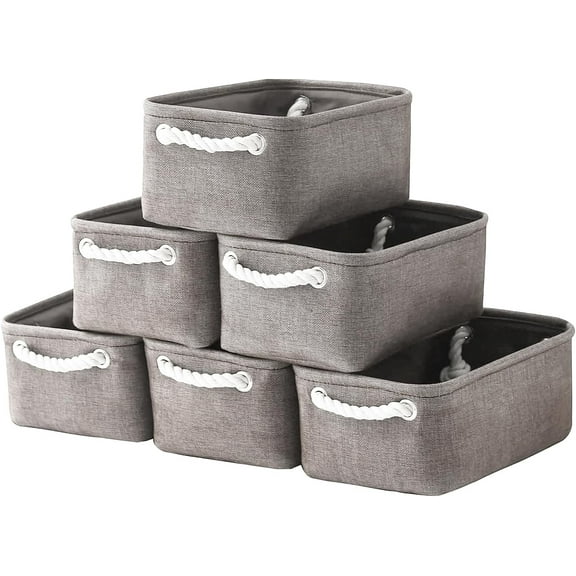 TESPERT 6-Pack Bulk Storage Bins - Heavy Duty EVA Foldable Organizer Baskets with Handles for Pantry, Pet Supplies, Blankets (11.8x7.9x5.1") - Sturdy & Lightweight, Grey