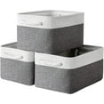 thumbnail image 1 of TESPERT 3-Pack Extra Large Storage Basket Set, Trunk Organizer, Clothes Toys Bin, 15.7 x 11.8 x 8.3 Inches, Rectangular EVA Collapsible Shelf Box with Handles, White & Grey, 1 of 11