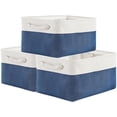 thumbnail image 1 of TESPERT 3-Pack Large Storage Baskets Set - Collapsible EVA Organizer Bins with Handles for Shelves, Nursery, Office (13.8x9.8x6.7") - Space Saving & Multi-Purpose, White & Blue, 1 of 9