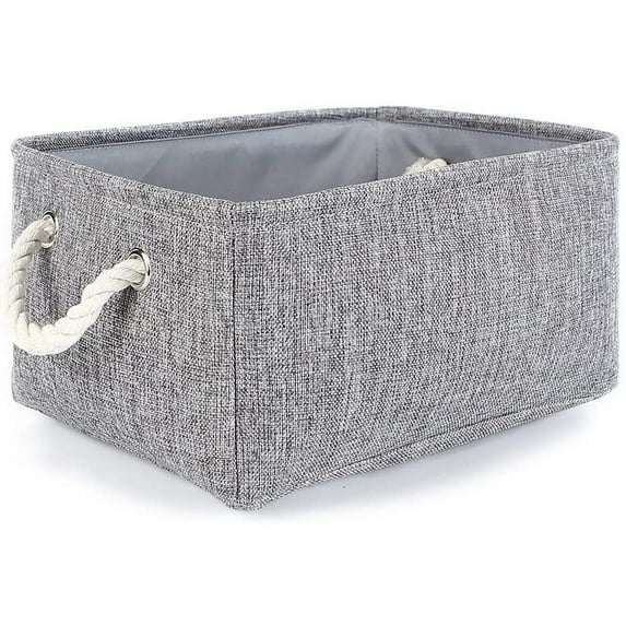 TESPERT Large Grey Storage Baskets - Collapsible EVA Organizer Bins with Handles for Shelves, Nursery, Office (13.8x9.8x6.7") - Space Saving & Multi-Purpose