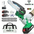thumbnail image 1 of Tegatok 6-inch Cordless Mini Chainsaw, 20V Battery-Powered Electric Handheld Pruning Saw with Safety Guard, Batteries & Charger Included (Green) - 6" With 2 Batteries & 2 Chains, 1 of 8