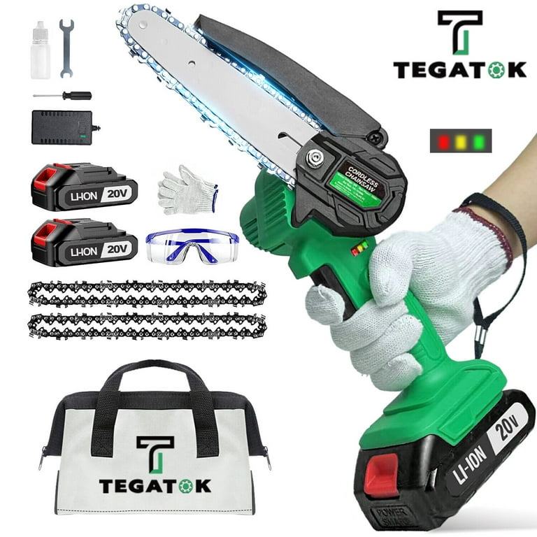 Tegatok 6-inch Cordless Mini Chainsaw, 20V Battery-Powered