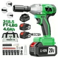 thumbnail image 1 of Tegatok Cordless Brushless Impact Wrench, Impact Gun 1/2 Inch(430N.m), Electric Impact Wrench with 2 Pack 4000 mAH Batteries and Fast Charger, Power Impact Driver for Car Home, 1 of 12