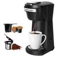 thumbnail image 1 of 2 in 1 Single Serve Coffee Maker for K Cup Pods & Ground Coffee, Mini K Cup Coffee Machine with 6 to 14 oz Brew Sizes, Single Cup Coffee Brewer with One-Press Fast Brewing, Reusable Filters,Black, 1 of 10
