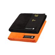 Tego Cotton Performance Sports Towel 100 Gsm - Gym, Work Out, Fitness Towel Jet Black - Flash Orange