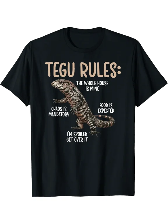 Tegu Rules Lizard Owner And Reptile Lover Graphic T Shirt Size S-5XL