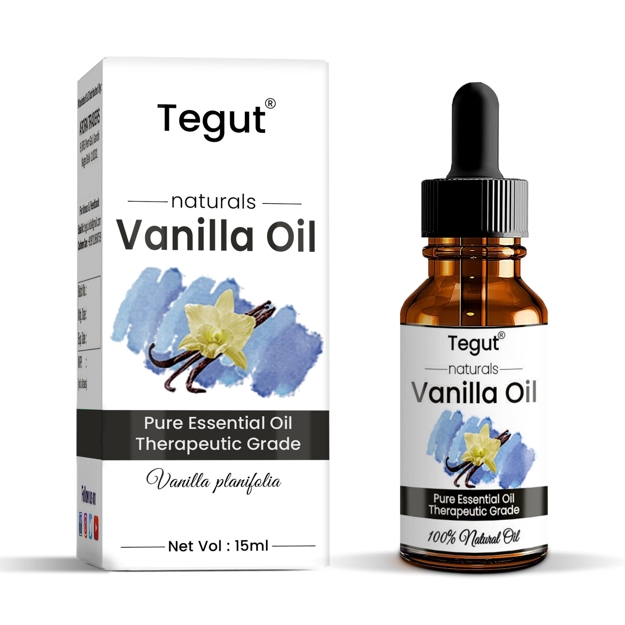 Tegut Vanilla Oil 100% Natural Pure Undiluted Uncut Essential Oil