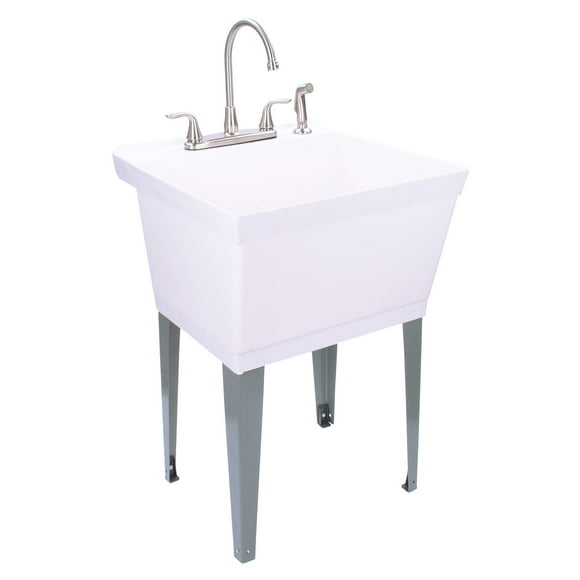 Tehila 19 Gallon Utility Sink with Stainless Steel High Rise Kitchen Faucet 6501