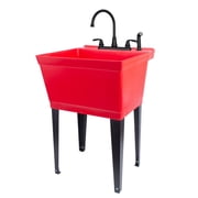 Tehila Utility Sink with Black Faucet & Side Sprayer 19 Gallon - Red