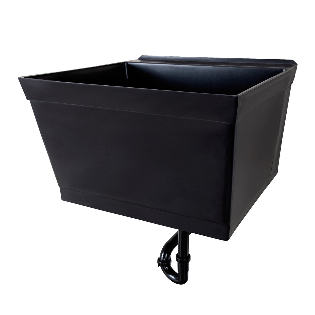 Black Wall Mount Utility Sink with Drain Assembly Kit