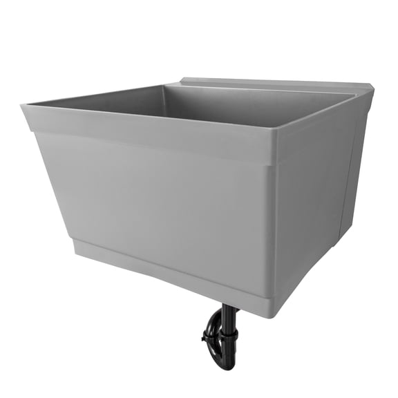Tehila Wall-Mounted Gray Utility Sink with Drain Assembly Kit