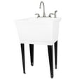 thumbnail image 1 of Tehila White 19 Gallon Utility Sink with Stainless Steel Finish High-Arc Dual Handle Faucet, 1 of 9