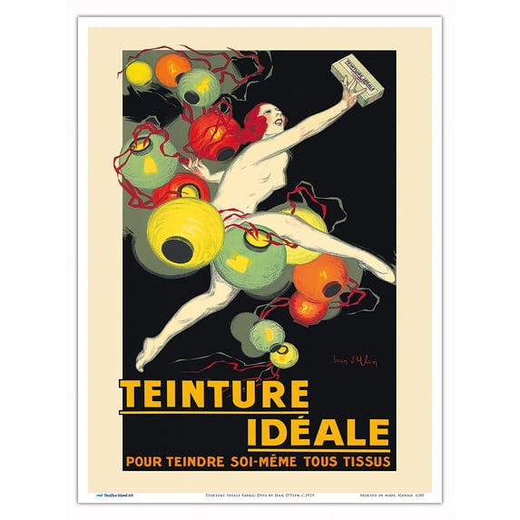 Teinture Idéale Fabric Dyes - Vintage French Advertising Poster by Jean D'Ylen c.1929 - Master Art Print (Unframed) 9in x 12in