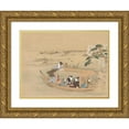 thumbnail image 1 of Teisai Hokuba 24x18 Gold Ornate Framed and Double Matted Museum Art Print Titled - Boat to the Yoshiwara (1800s), 1 of 4