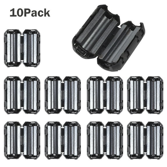 Teissuly 10 Pack RFI EMI Noise Suppressor Cable Clip, Clip-on Ferrite Ring Core Noise Filter for 5mm Dia Cable(Black)