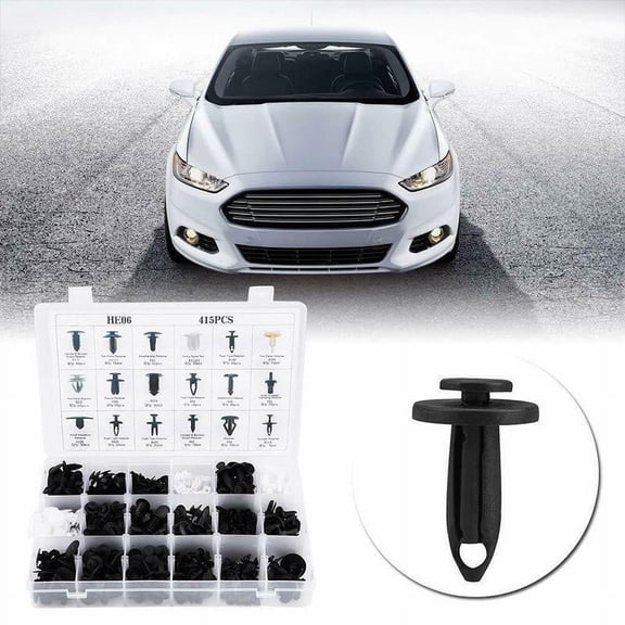 Teissuly 100 PCS Car Bumper Retainer Clips, 6.3mm 8mm 9mm 10mm Nylon Fasteners Rivet Replacement Kit, Push-in Screw Bumper Push Rivet Clip with Removal Tool, Suitable for Most Models (Black)
