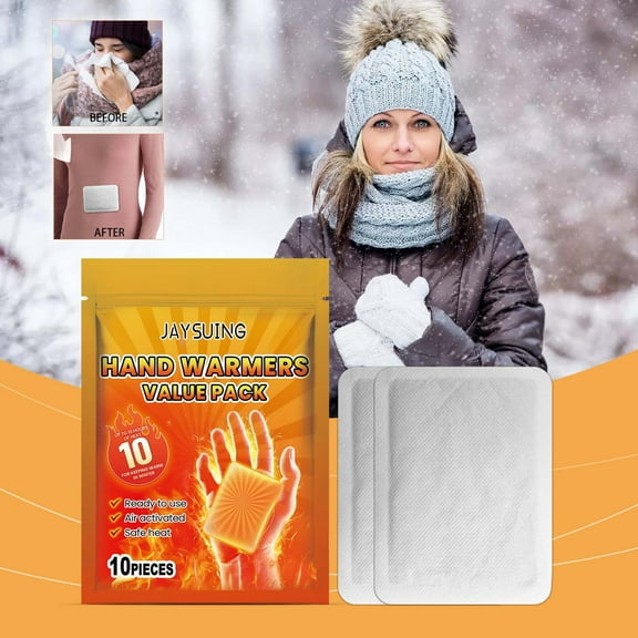 Teissuly 10Pcs Portable Body Warming Stickers Disposable Heating Warm Baby Stickers Winter Cold Portable Warm Hand Warming Stickers