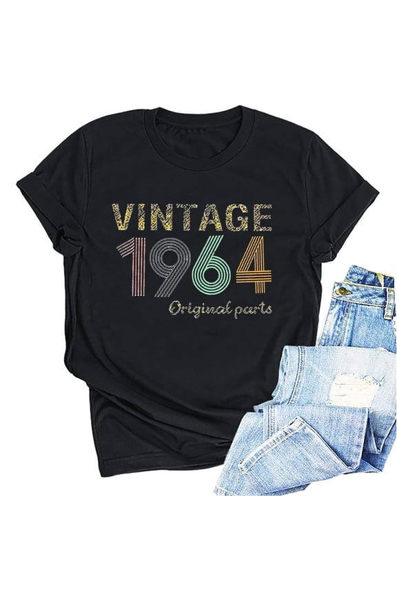 1964 Vintage Shirt For Women 60th Birthday Gifts 1964 Birthday Gifts Idea Retro Short Sleevel T Shirts Party Tops Funny Tees