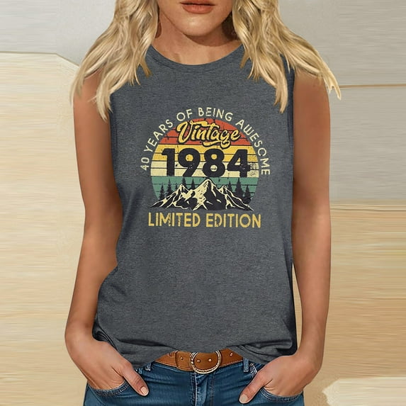 Teissuly 1984 Vintage Shirt For Women 40th Birthday Gifts Idea Retro T Shirts Party Tops Funny Tees