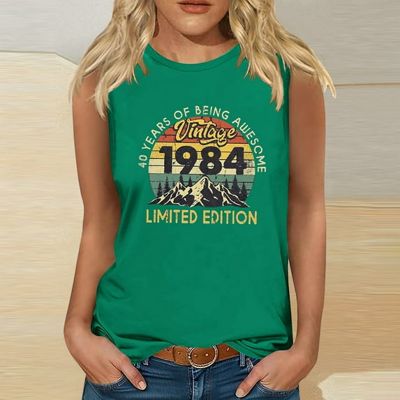 Teissuly 1984 Vintage Shirt For Women 40th Birthday Gifts Idea Retro T Shirts Party Tops Funny Tees