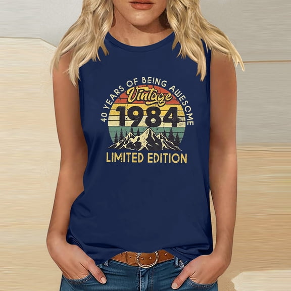 Teissuly 1984 Vintage Shirt For Women 40th Birthday Gifts Idea Retro T Shirts Party Tops Funny Tees