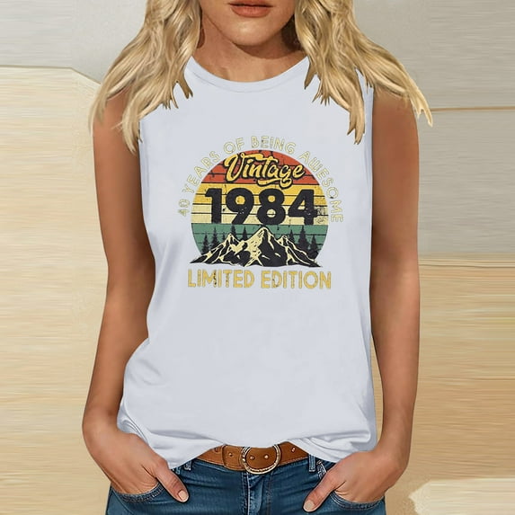 Teissuly 1984 Vintage Shirt For Women 40th Birthday Gifts Idea Retro T Shirts Party Tops Funny Tees