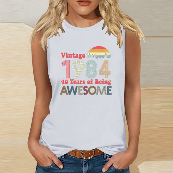 Teissuly 1984 Vintage Shirt For Women 40th Birthday Gifts Idea Retro T Shirts Party Tops Funny Tees