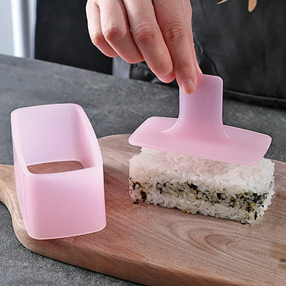 Teissuly 2 Pack Non Stick Musubi Maker Press with Small Rice Paddle, Sushi Making Kit Onigiri Mold Luncheon Meat Press Hawaiian Musubi Maker Mold (Pink)