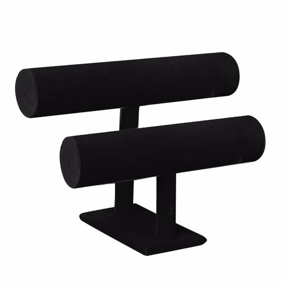 Teissuly 2-Tier Velvet Jewelry Bracelet Watch Rack Organizer Display Stand Holder