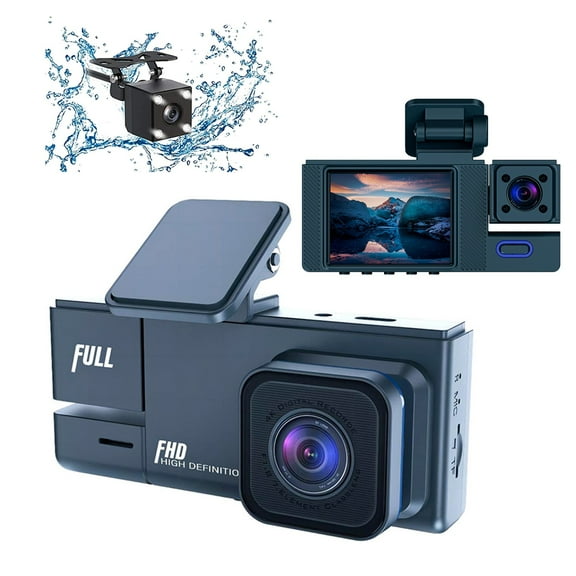 Teissuly 2-inch Display Screen High-definition 1080P Driving Recorder With Three Lenses Displaying The Same Parking Monitoring Loop Recording And Reverse Image In Car DV