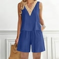thumbnail image 1 of Teissuly 2PC Fashion Woman Round Neck Sleeveless Blouse +Loose Pockets Pants Sets, 1 of 7